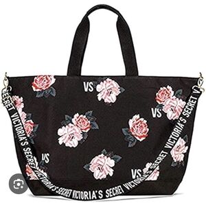𝅺Victoria's Secret Limited Edition Weekender Floral Black Large tote Bag NWOT